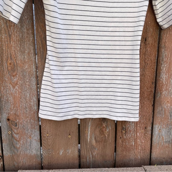 A NEW DAY Women’s White Black Stripe Elbow Sleeve Turtleneck Shirt Size Large - Picture 7 of 12